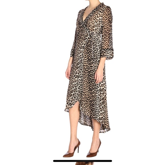 Ganni leopard wrap dress - Picture 2 of 4